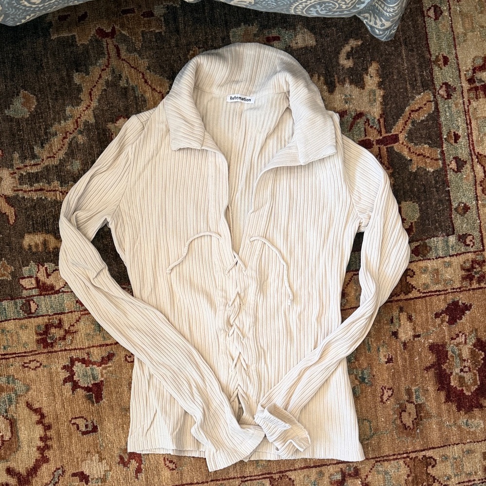 Reformation Ribbed Lace-Up Top